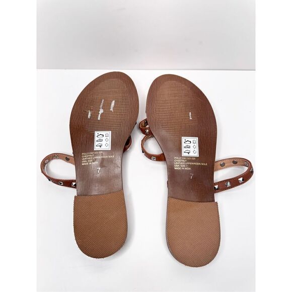 Crevo Sandals Womens Size 7 Tan Leather Open Toe Spike Details - Picture 7 of 7